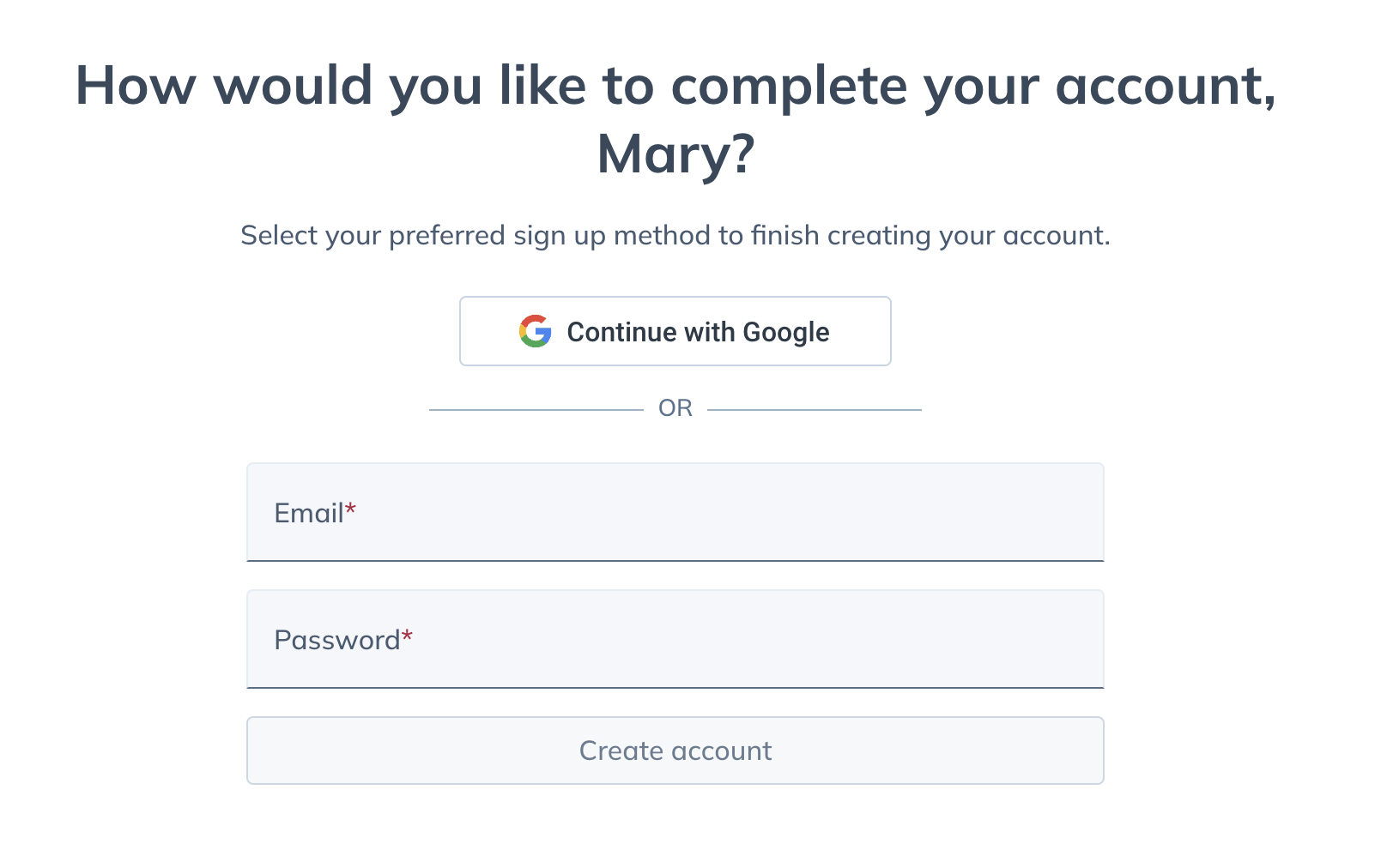 Provide your login credentials